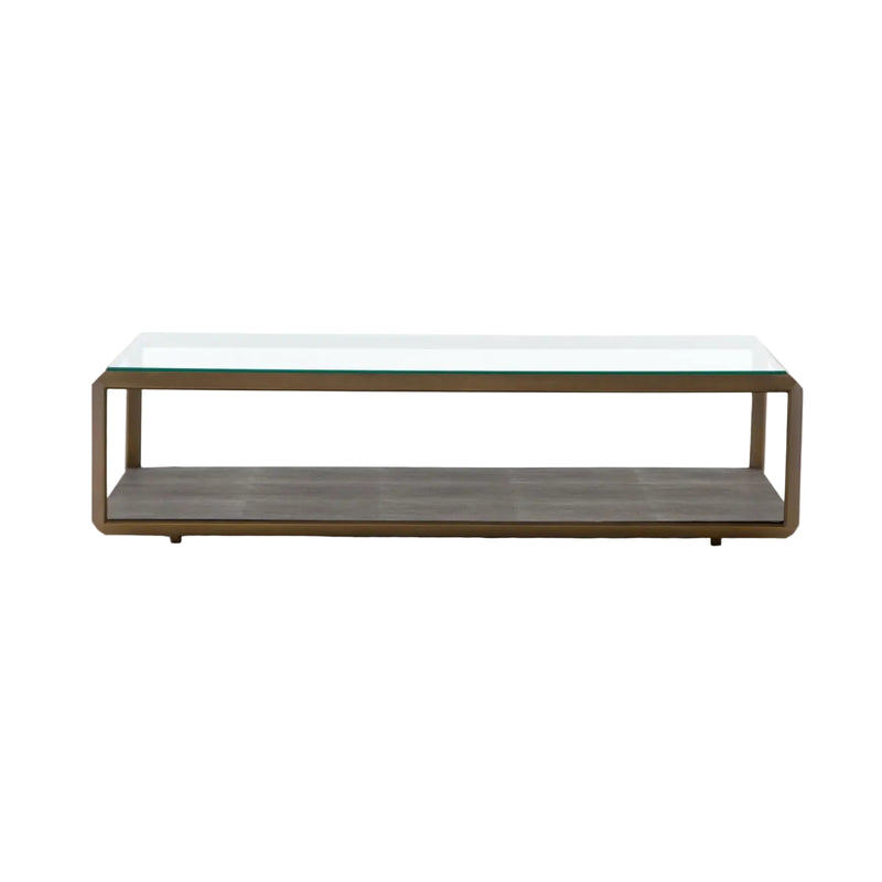 Shagreen Shadow Box Coffee Table - Brass