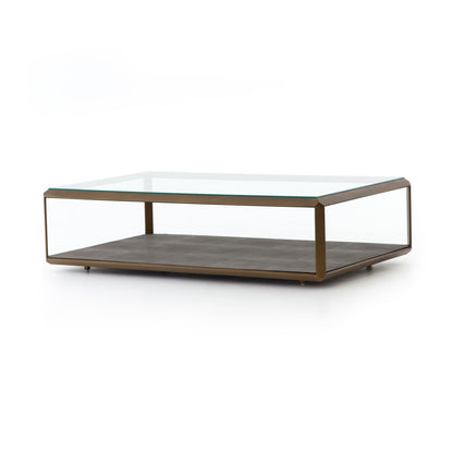 Shagreen Shadow Box Coffee Table - Brass