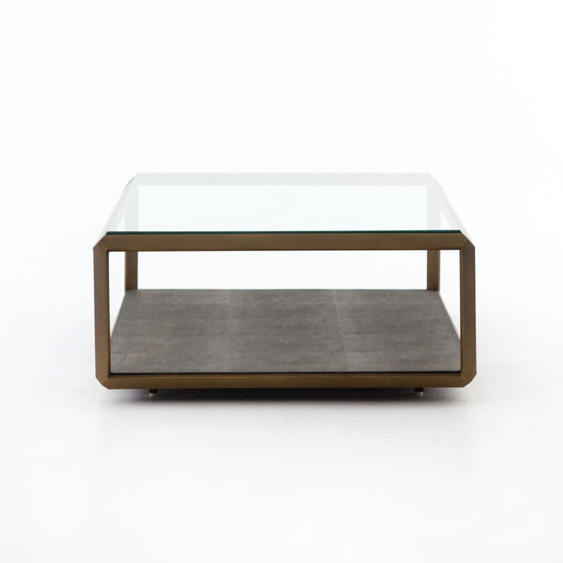 Shagreen Shadow Box Coffee Table - Brass