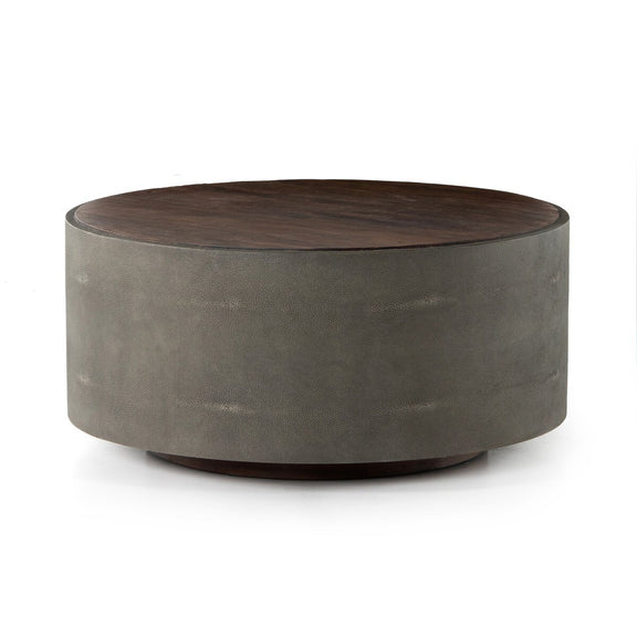 Crosby Round Coffee Table - Charcoal Shagreen