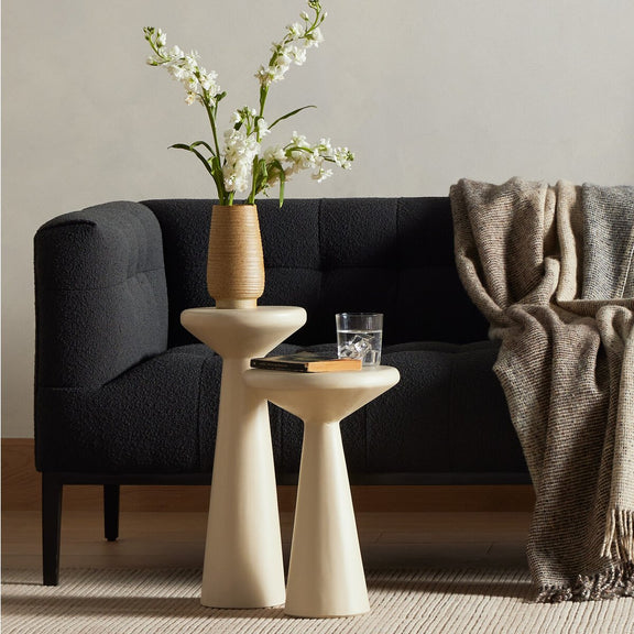 Ravine Concrete Accent Tables, Set Of 2 - Parchment White