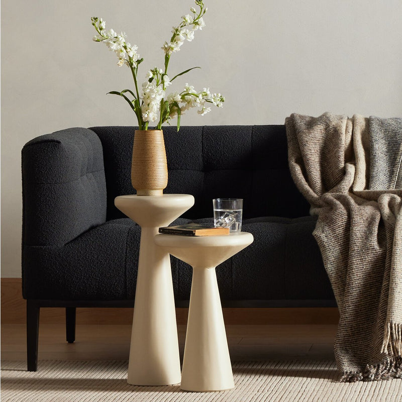 Ravine Concrete Accent Tables, Set Of 2 - Parchment White