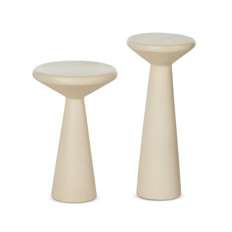 Ravine Concrete Accent Tables, Set Of 2 - Parchment White