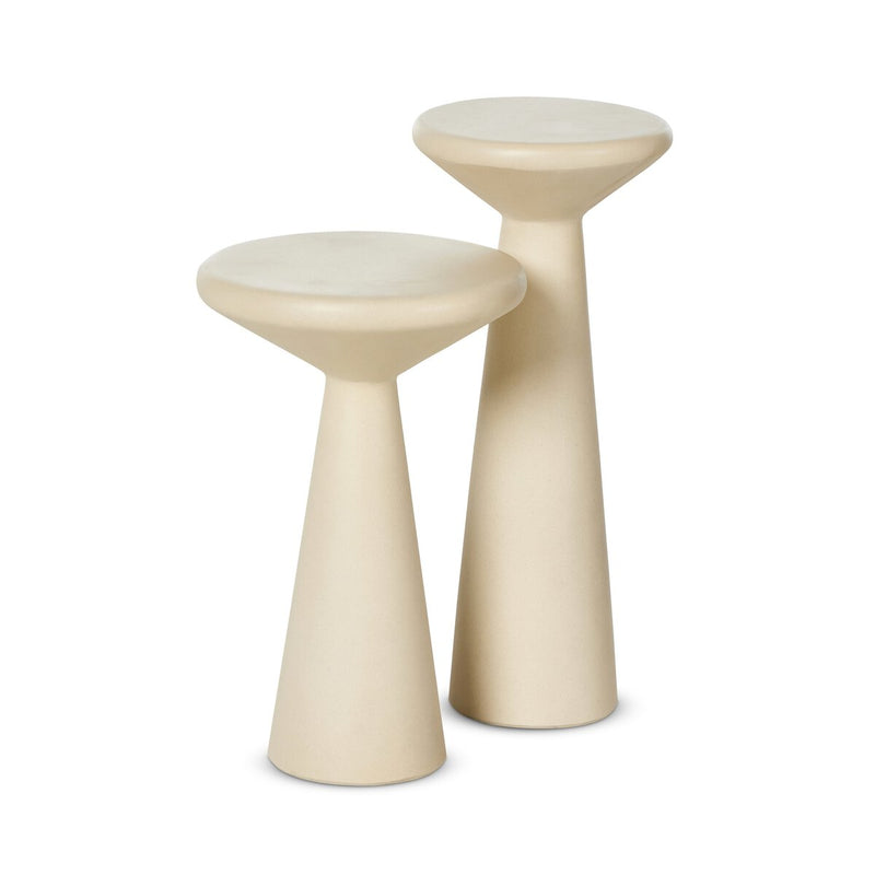 Ravine Concrete Accent Tables, Set Of 2 - Parchment White