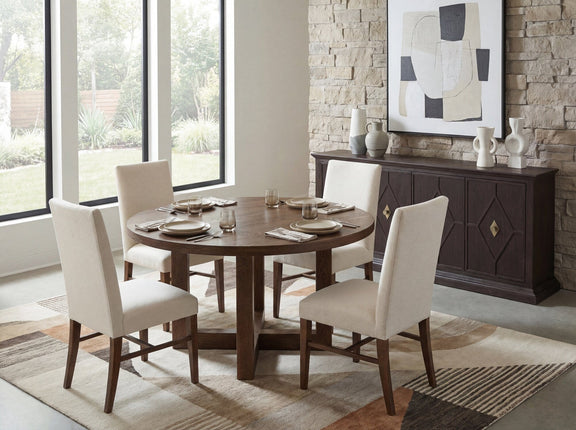 Driftwood 60in Round Dining Table - Worn Saddle