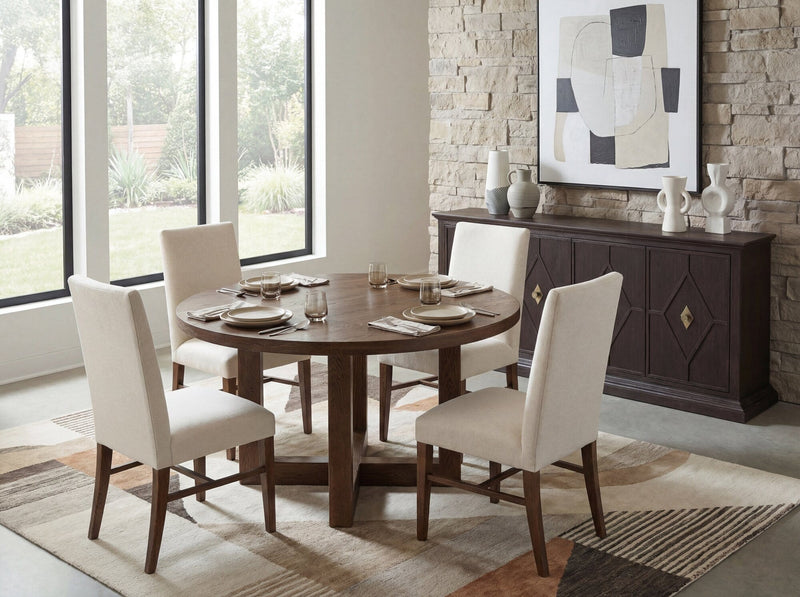 Driftwood 60in Round Dining Table - Worn Saddle